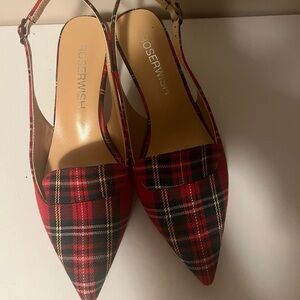 Red Plaid Women's Slingback Shoes